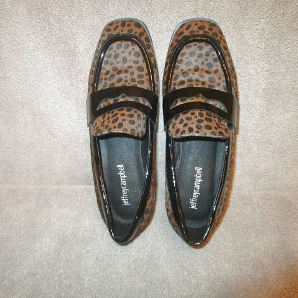 Jeffrey Campbell Hornsby Leather Calf Hair Loafers Size 6 Slip On Shoes Flats